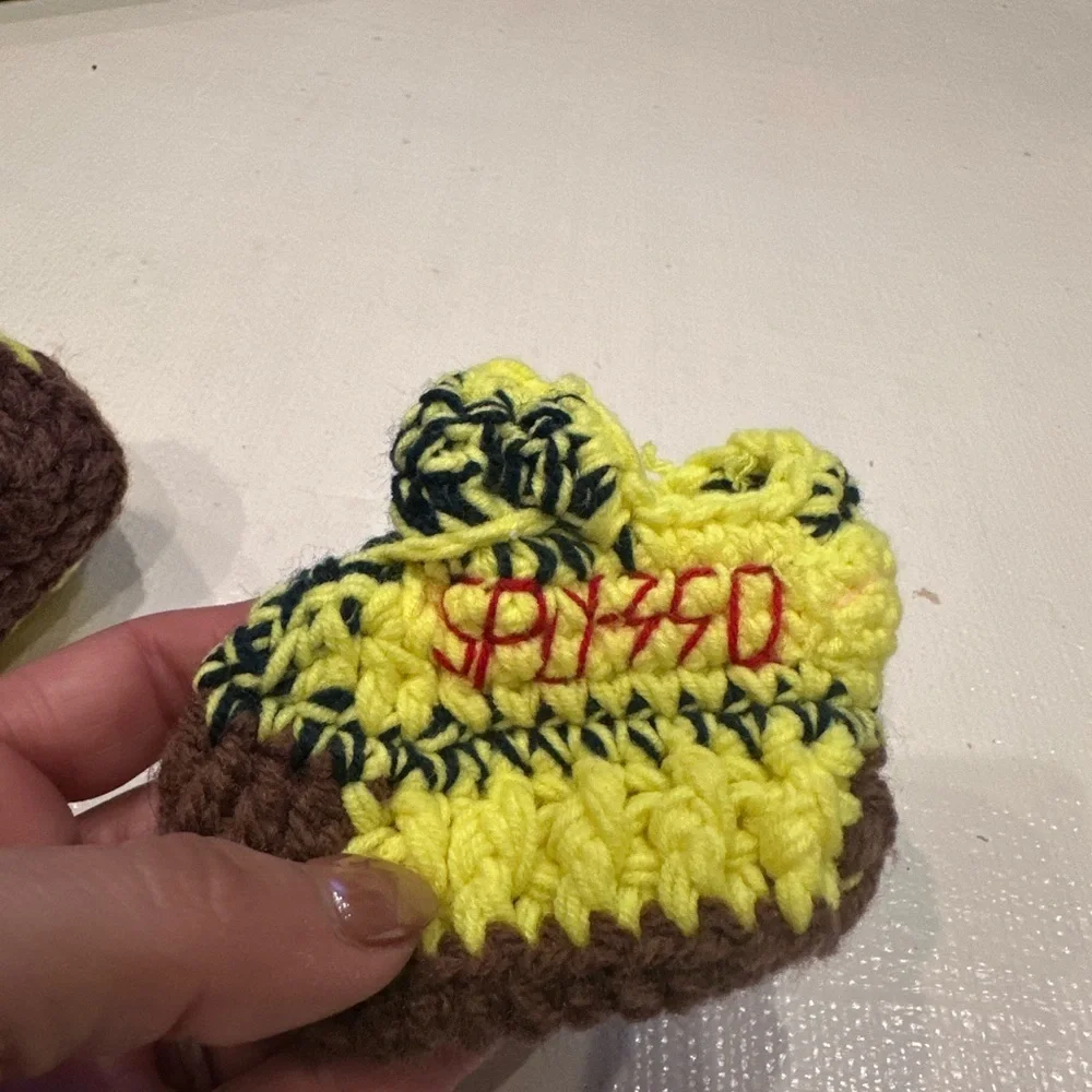 Handmade Crochet Kids Shoes - Green and Brown